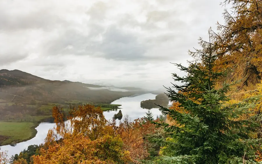 A wide Highland glen with lochs and mountains